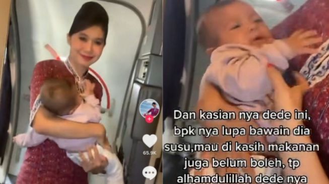 Viral! Momong Bayi Penumpang di Dalam Pesawat, Aksi Pramugari Ini Bikin Warganet Baper