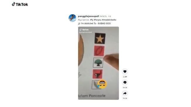 Keluguan bocah membaca lambang Pancasila bikin ngakak. [TikTok]