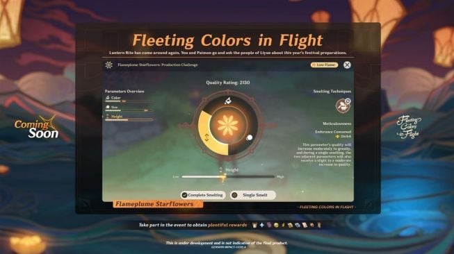 Detail Event Fleeting Colors in Flight Genshin Impact Februari 2022, Flameplume Starflowers. [Sportskeeda]