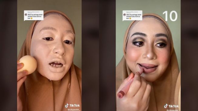 Buktikan Makeup Tebal Bisa Tetap Cantik, Wanita Ini Pakai Foundation hingga Lipstik sampai 10 Lapis