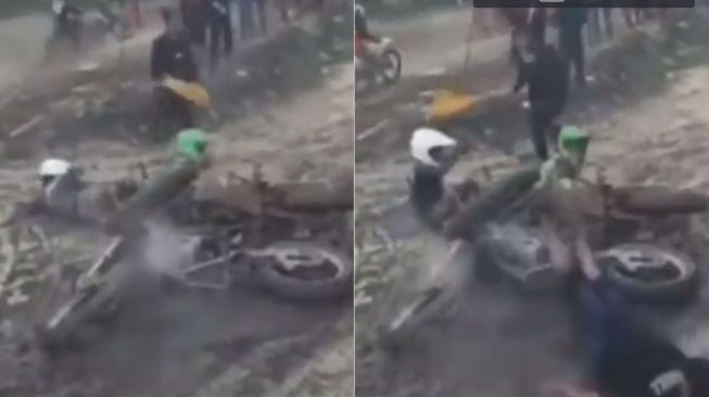 Niat Menolong Peserta Balap Motor Terjatuh, Sejumlah Pria Malah Berakhir Begini: Kasihan tapi Ngakak