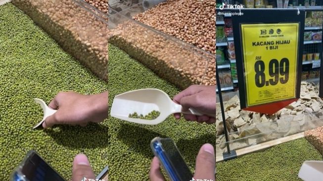 Viral kacang hijau dijual Rp30.800 per biji. (TikTok/@nurrapplepie)