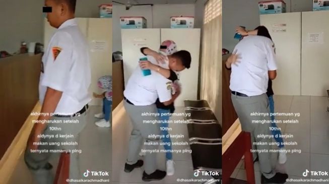 Momen haru ibu dan anak bertemu setelah 10 tahun. (TikTok/@dhasaikarachmadhani)