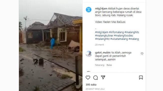 Viral Video Rumah Warga Boro Jabung Malang Rusak Parah Akibat Hujan Angin, Atap Ambrol Berserakan
