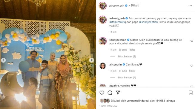 Ashanty hadiri acara akikah putra Fairuz A Rafiq dan Sonny Septian (instagram.com)