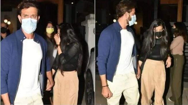 Hrithik Roshan dan Saba Azad tepergok keluar dari sebuah restoran. [Bollywoodlife]