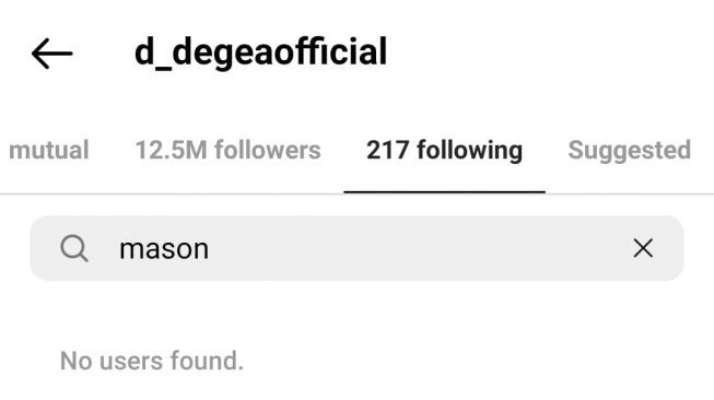 Kiper Manchester United, David De Gea unfollow Mason Greenwood di Instagram. [Instagram@d_degeaofficial]