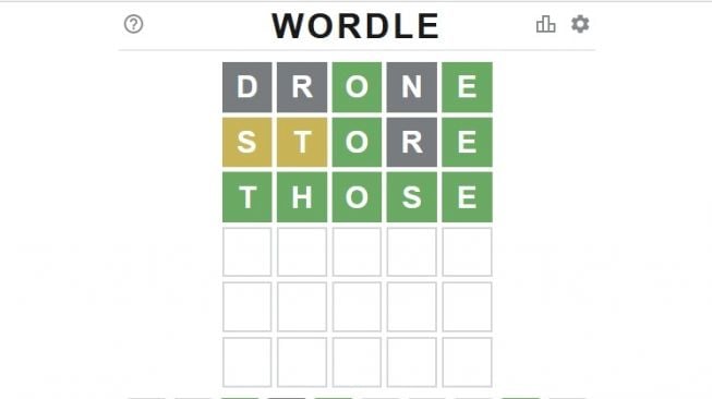 Ilustrasi game Wordle, seperti yang diakses pada Selasa (1/2/2022). [Dok Wordle]