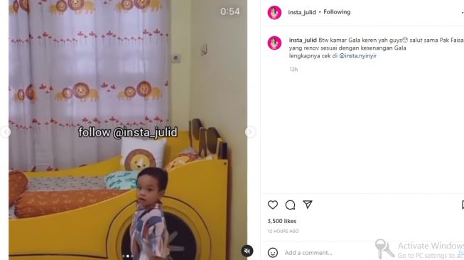 Gala Sky Andriansyah dapat kamar baru dari Haji Faisal (instagram.com)