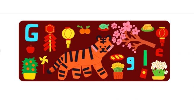 Google Doodle Imlek Tahun Macan. [Screenshot]