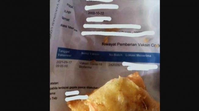 Viral Surat Vaksinasi Dipakai Bungkus Gorengan, Dinkes Cimahi Khawatirkan Hal Ini