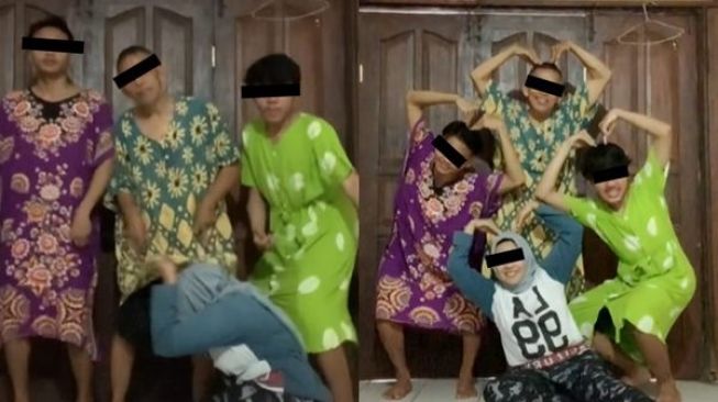 Bapak dan Dua Anak Bujang Lelaki Pakai Daster, Aksi Emak Bikin Melongo: Gak Gitu Juga!