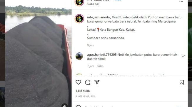 Parah! Gundukan Batu Bara Tabrak Jembatan Ing Martadipura Sampai Goyang, Warganet Sindir Pemkab Kukar