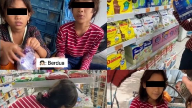 Dua bocah penjual makanan diajak belanja (tiktok/@nurrohmanadi)