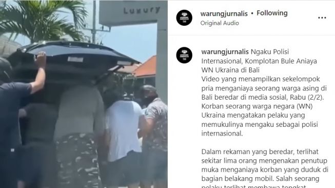 Viral Komplotan Pria Bule Aniaya WN Ukraina di Bali, Ngaku Polisi Internasional (Instagram/@warungjurnalis)