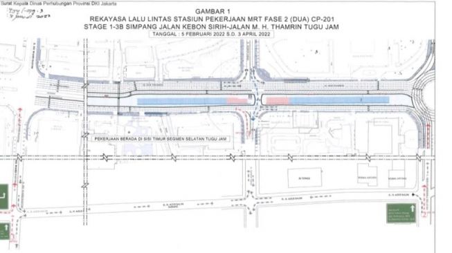 Peta rekayasa lalu lintas di Simpang Tugu Jam, Jakarta, Kamis (3/2/2022) [ANTARA/HO-Humas Pemprov DKI Jakarta].