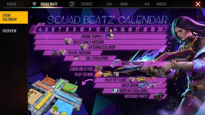 Catat Tanggalnya! Detail Event Squad Beatz Free Fire Februari 2022