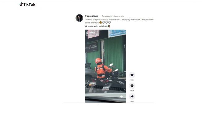 Aksi driver kerja bawa anak bikin haru. [TikTok] 