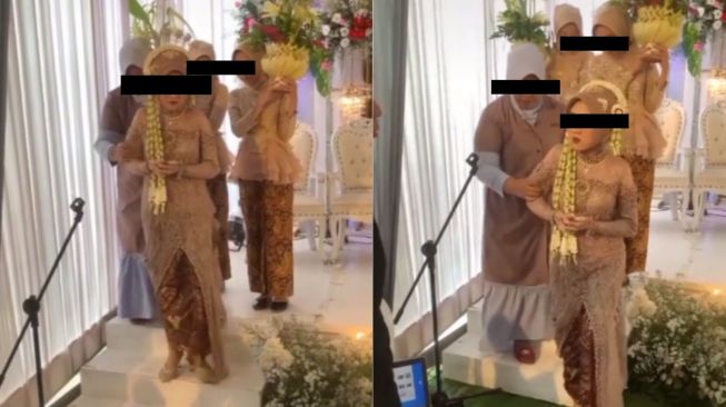 Jadi Domas Pengantin Saat Acara Sakral, Kelakuan Gadis Tiba-tiba 'Mleyot' Undang Tawa Warganet: Malu Banget