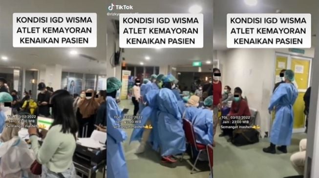 Viral IGD Wisma Atlet Kemayoran diduga penuh oleh pasien COVID-19. (TikTok/@rizkynovendra15)