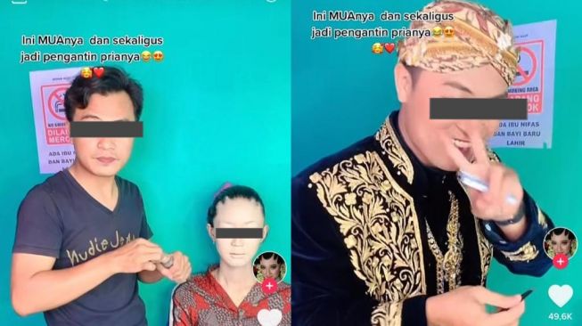 Gemasss, Viral Video Lelaki Berprofesi Sebagai MUA Poles Wajah Mempelai Perempuannya Sendiri di Hari Pernikahan