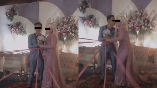 Viral Momen Rebutan Buket Bunga Terlalu Semangat, Pengantin Wanita Sampai Jatuh Tersungkur dari Pelaminan