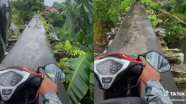 Viral Pemotor Lewat Jembatan Seram 'Penghubung Dimensi Lain', Publik Malah Ngamuk ke Kameramen