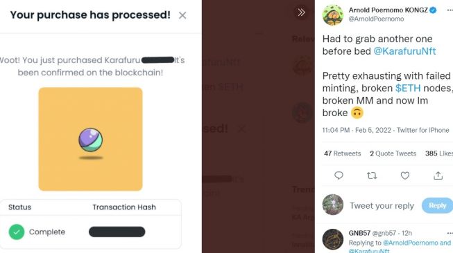 Cuitan Chef Arnold soal NFT Karafuru. [Twitter]
