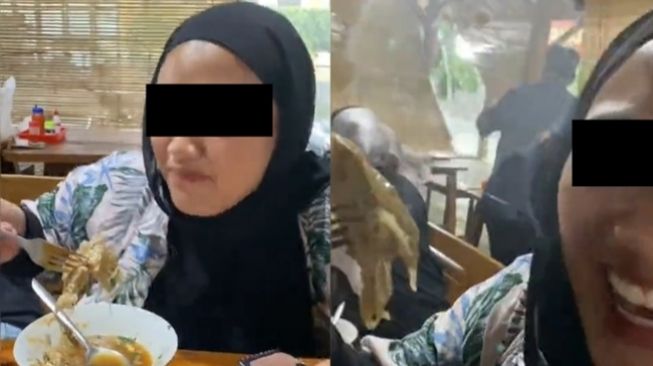 Viral Cewek Santai Makan Bakso Walau Lagi Hujan Badai, Ending Dikacangi Bikin Publik Ngakak