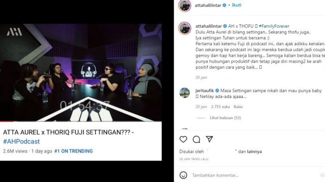 Unggahan Atta Halilintar [Instagram/@attahalilintar]