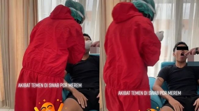 Viral Cowok Merem saat Swab PCR, Teman Malah Iseng Ikut Colok Benda Ini ke Mulutnya