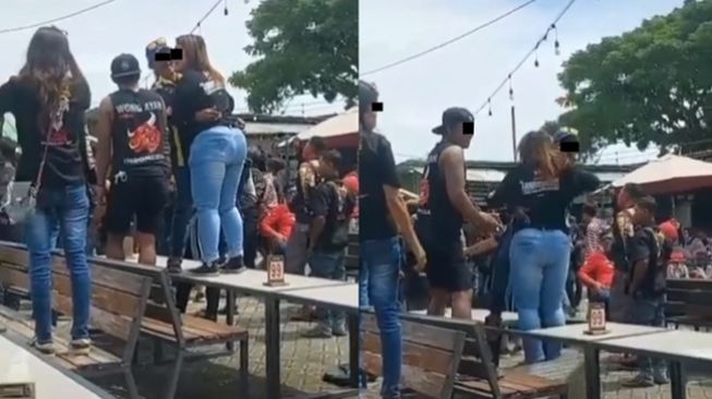 Viral Sejoli Asyik Joget di Atas Meja Saat Konser Dangdut Malah Berakhir Kejeblos, Warganet: Malunya Sampai Sini