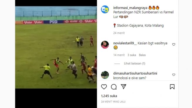 Rusuh pertandingan sepak bola di Malang [Foto: Tangkapan layar Instagram]