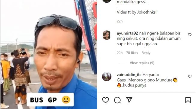 Sopir bus tantang Marc Marquez untuk balapan di Sirkuit Mandalika.(Instagram)