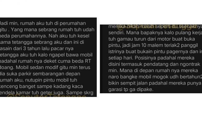 Curhat warganet melihat kelakuan tetangga yang bikin kesal, parkir sembarangan dan teriak-teriak (Twitter)