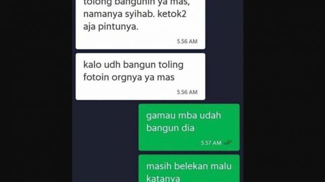 Ojol jadi pacar dadakan nih, disuruh bangunin orang (Instagram)