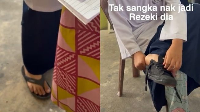 Guru Ini Beri Hadiah Sepatu untuk Murid yang Pakai Sandal ke Sekolah, Kisahnya Mengharukan (tangkapan layar tiktok\)