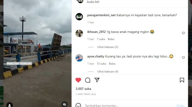 Brakk! KMP Dharma Badra Tabrak Jembatan Dermaga di Penajam: Hancur