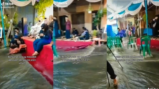 Lorong pernikahan yang viral bahkan kebanjiran.  (TikTok/@rioperdana39)