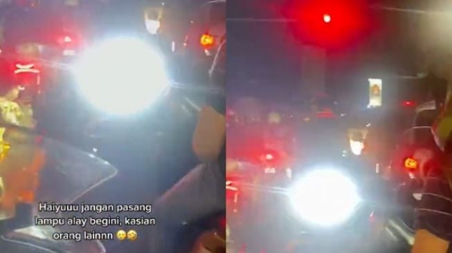 Berhenti di Lampu Merah, Lampu Motor Ini Bikin Pengguna Jalan Lain Sakit Mata, Warganet Ikut Emosi