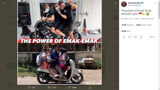 Kocak! Pebalap MotoGP Aleix Espargaro Tiru Gaya Boncengan Emak-emak Indonesia