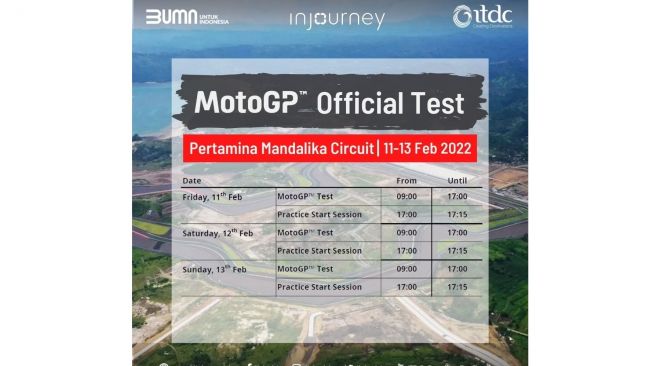 Jadwal tes pramusim MotoGP 2022 di Sirkuit Mandalika (Dok. ITDC)