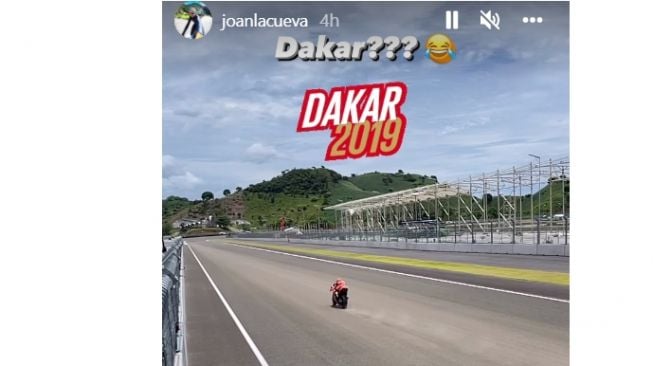 Asisten pribadi Aleix Espargaro berkelakar kalau Sirkuit Mandalika bak Rally Dakar 2019 (Instagram)