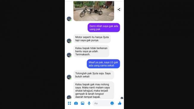 Chat penjual motor kepada pembeli bikin publik heran (Twitter)