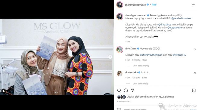 Shandy Purnamasari bakal ajak Ririe Fairus dan Mommy ASF ke Paris (instagram.com)