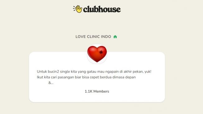 Room Clubhouse, Love Clinic Indo