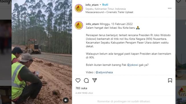 Jokowi Diduga Jadi Berkemah di Titik Nol IKN, Warganet Auto Sindir Jalanan yang Dibagusin dan Hutan yang Ditebangin