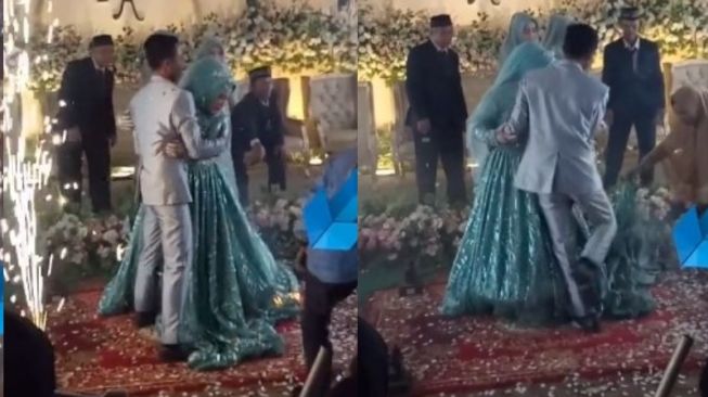 Meriahkan Resepsi dengan Nyalakan Kembang Api, Gaun Pengantin Terbakar Tanpa Sadar