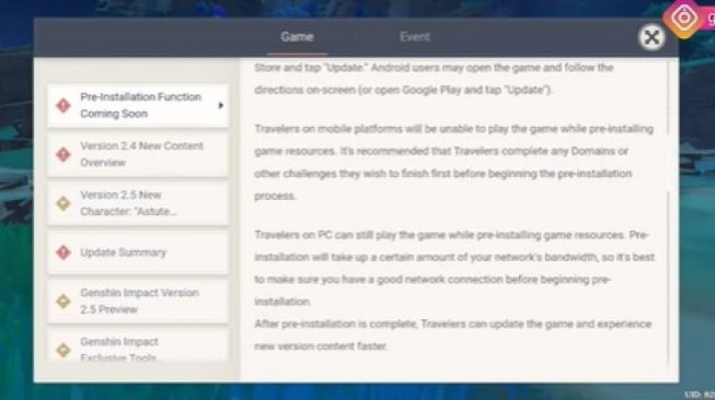 Cara Pra-Instalasi Genshin Impact 2.5. [YouTube/Sportskeeda]