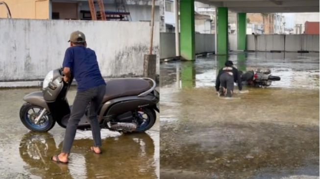 Videonya Ditonton 27 Juta Kali, Para Pemotor Terpeleset di Gedung Berlumut, Pemuda Baju Merah Jadi Sorotan